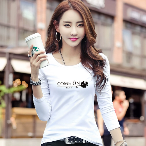 Демисезонная белая одежда, футболка, лонгслив, длинный рукав, в корейском стиле, в западном стиле