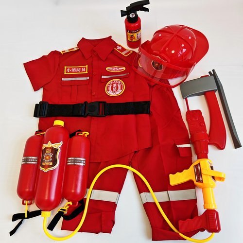 儿童消防员服装玩具灭火器套装幼儿园角色扮演救援职业体验装
