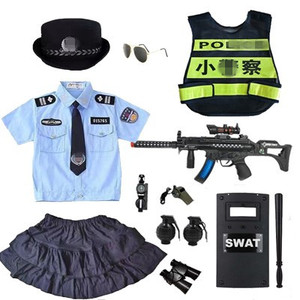 女童警察服儿童玩具枪纯棉