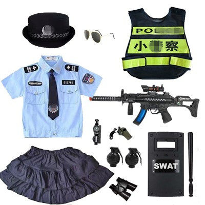 女童警察服儿童玩具枪纯棉
