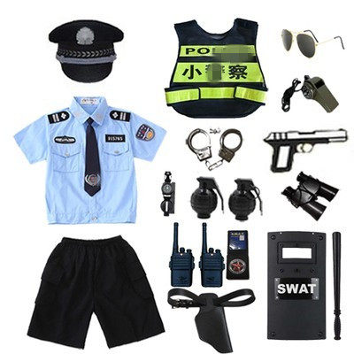 3岁以上男夏季短袖纯棉警察服