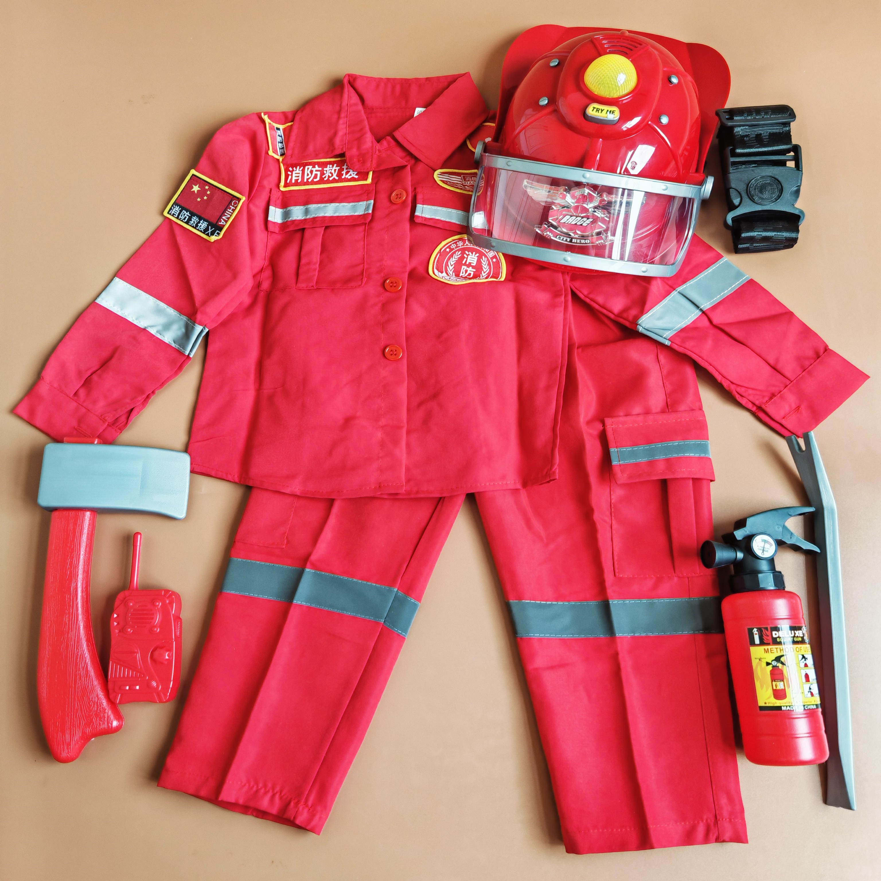 儿童消防员服装玩具套装灭火器背包水枪幼儿园角色扮演救援职业装
