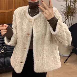 小香风毛毛外套女冬季2026新款高级小个子宽松显瘦单排扣外搭上衣