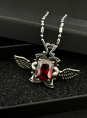 欧美复古做旧皇冠宝石项链男款嘻哈潮人个性百搭毛衣链