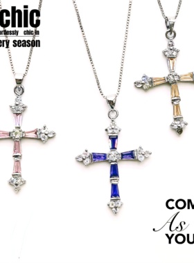 guyu冷空气系列~原创个性潮酷十字项链女ins暗黑锁骨链冷淡风