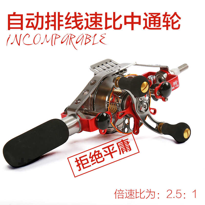 银狐全金属中通轮带泄力自动排线速比前打轮内走线中通竿轮渔轮