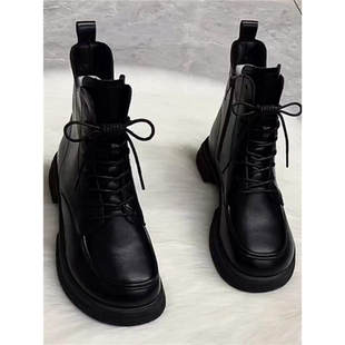 断码正品真皮欧货马丁靴女2025新款平底瘦瘦靴秋冬软底皮靴子短靴