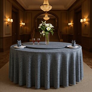 酒店大圆桌桌布布艺饭店宴会圆桌餐布餐厅桌布圆形餐桌台布转盘套