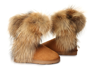 韩版 雪地靴女2022新款 时尚 本色狐狸毛冬季 保暖中筒棉靴纯羊毛女靴