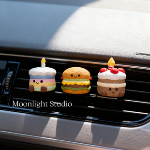 Moonlight手作可爱jc卡通汉堡车载香薰空调出风口扩香石装饰摆件