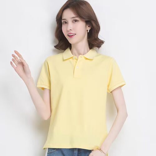 正品女士短袖polo衫夏季透气宽松工作服纯棉翻领半袖t恤上衣定制