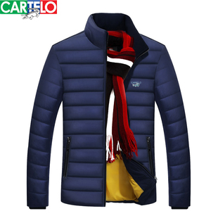 Cartelo鳄鱼羽绒服男2024年新款立领加厚保暖休闲青年外套男冬季
