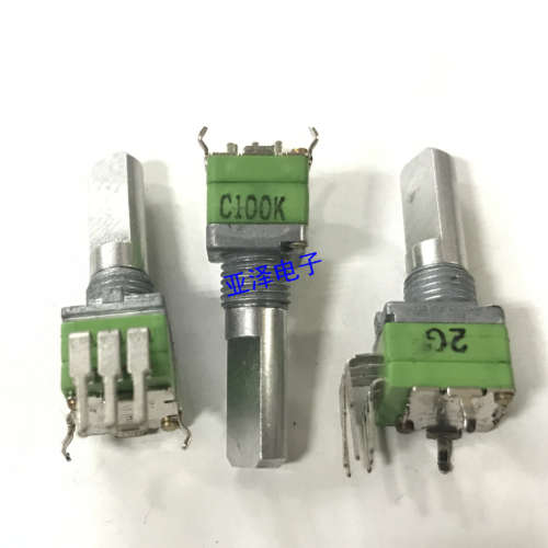 台湾ALPHA阿尔法R09型精密电位器双联C100K对数步进手感轴长15MM