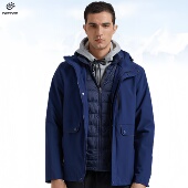 加厚防风保暖徒步运动外套 款 探拓户外三合一中长款 羽绒冲锋衣男士