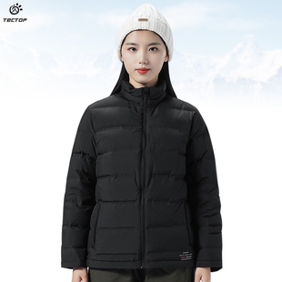 TECTOP探拓户外秋冬季时尚立领短款羽绒服女士款轻薄新款黑色外套