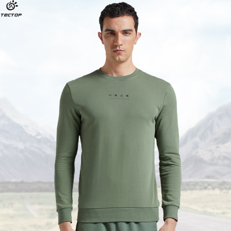 TECTOP探拓户外春秋季时尚运动圆领套头卫衣男士款长袖休闲衣外套