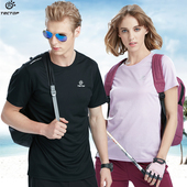 探拓户外情侣运动速干衣男女短袖 透气跑步登山服速干t恤 T恤大码
