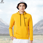 韩版 探拓新款 春秋户外运动休闲套头连帽卫衣男士 宽松透气黑色卫衣