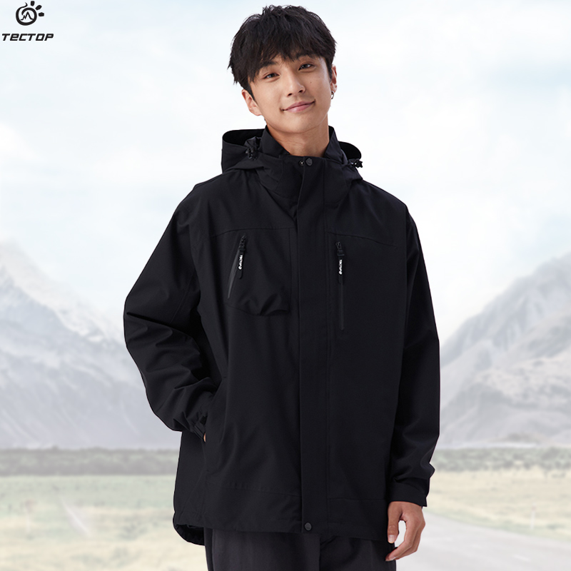 探拓户外春秋季防风防水单层冲锋衣男女士款宽松透气徒步登山外套