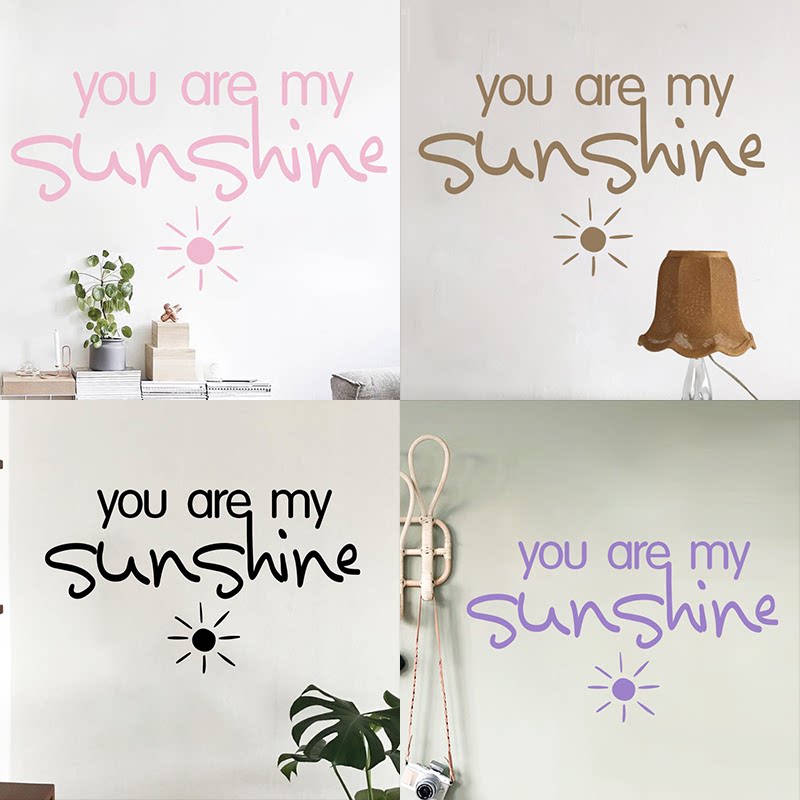 ins风英文墙贴纸文艺小清新卧室床头背景墙装饰文字贴纸sunshine