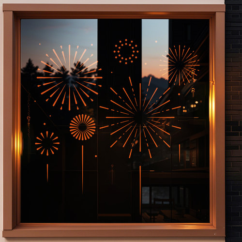 2026节日门贴新年烟花玻璃贴窗贴