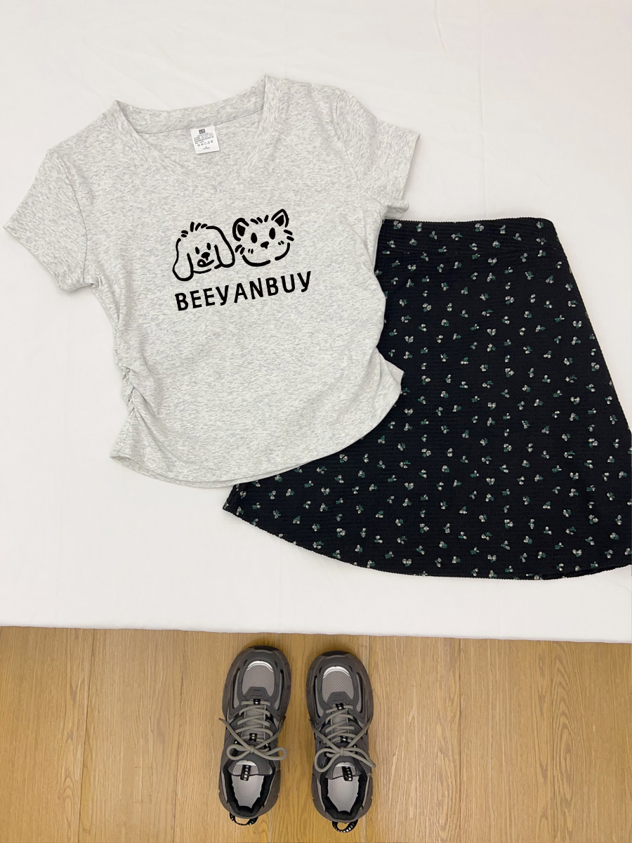 纯棉V领修身短袖正肩t恤女夏季新款收腰设计感小众短款小个子上衣