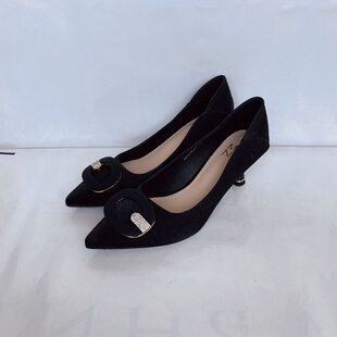 女12064 气质尖头细跟浅口通勤风不累脚单鞋 MN高跟鞋 女春夏新款