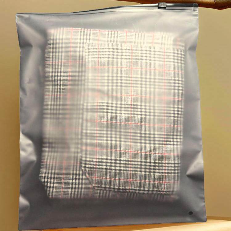 thumbnail for Black Zipper Bag, Semi-Transparent Black Frosted Bag, Self-Sealing Plastic Thickened Packaging for Clothing, Customizable Logo