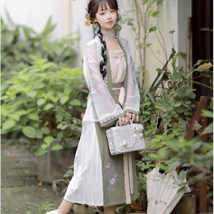 宋制汉元素汉服女成人对襟短衫吊带小个子一片式日常改良旋裙春夏