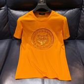 刺绣高端老虎头t恤男士 轻奢冰丝上衣男装 夏季 ins潮牌短袖 欧货半袖