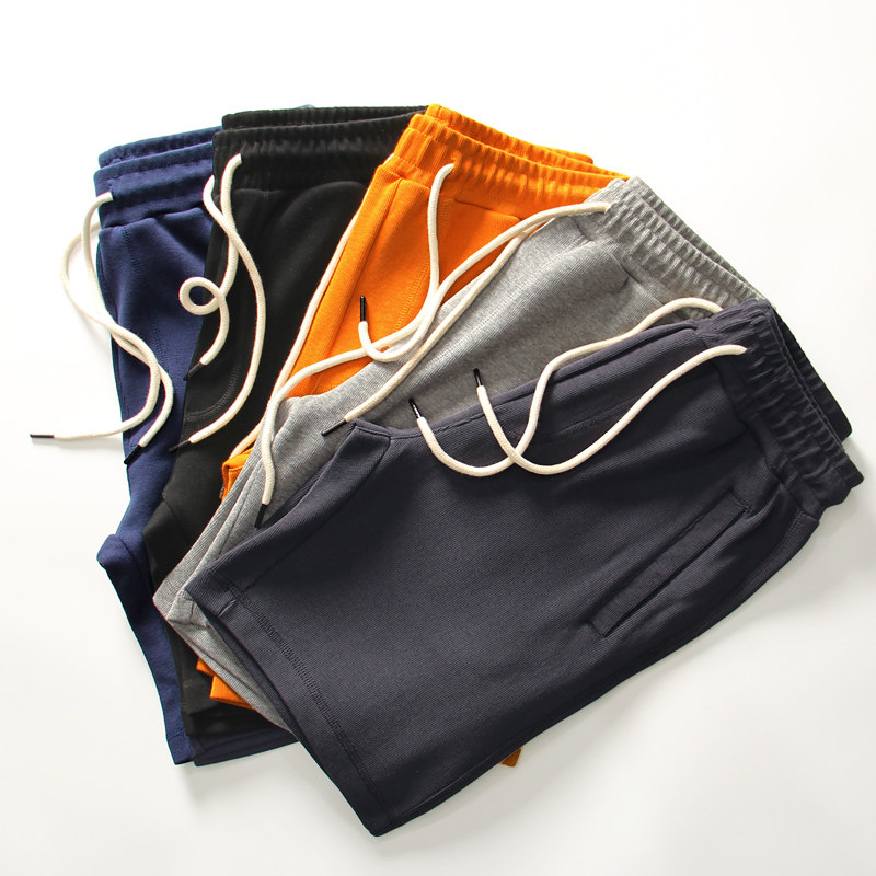 夏季纯棉短裤男士重磅针织五分裤纯色休闲运动卫裤青年宽松日系潮