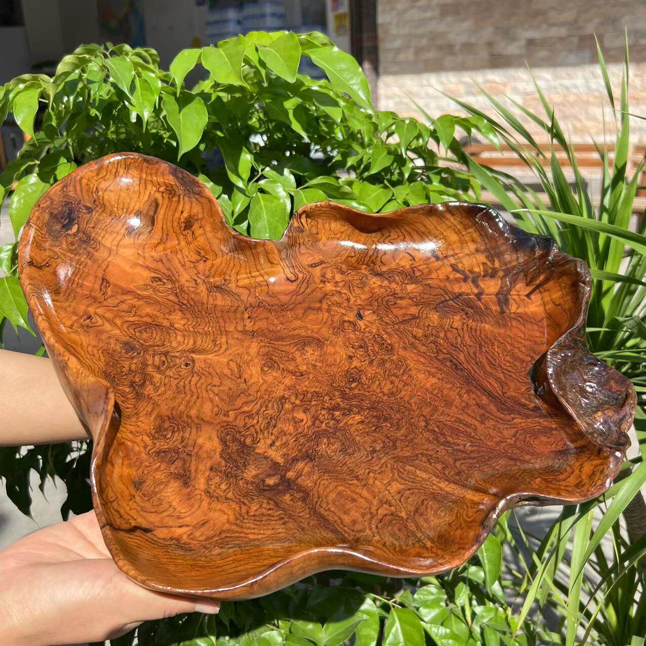 缅甸柚木果盘整体实木随形柚木托盘客厅中式茶盘家用糖果盘收纳盘