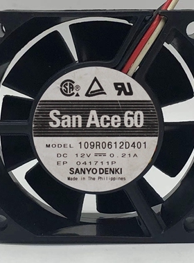 原装三洋 6025 6CM 109R0612D401 12V 0.21A 6CM 三线散热风扇