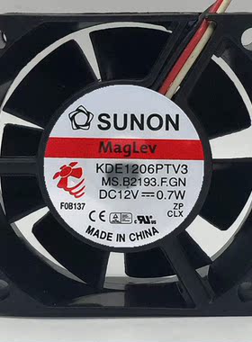 建准SUNON KDE1206PTV3 6025 12V 0.7W 三线测速 超安静散热风扇