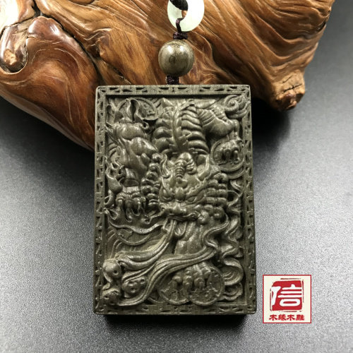 楠木阴沉木貔貅项链吊坠挂件