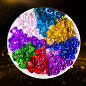 宝石头黄水晶摆件聚宝盆装 七彩水晶小元 宝琉璃迷你玻璃大小金元 饰