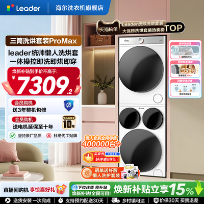 海尔出品统帅Leader三筒懒人洗衣机干衣机套装12.5kg全自动ProMax