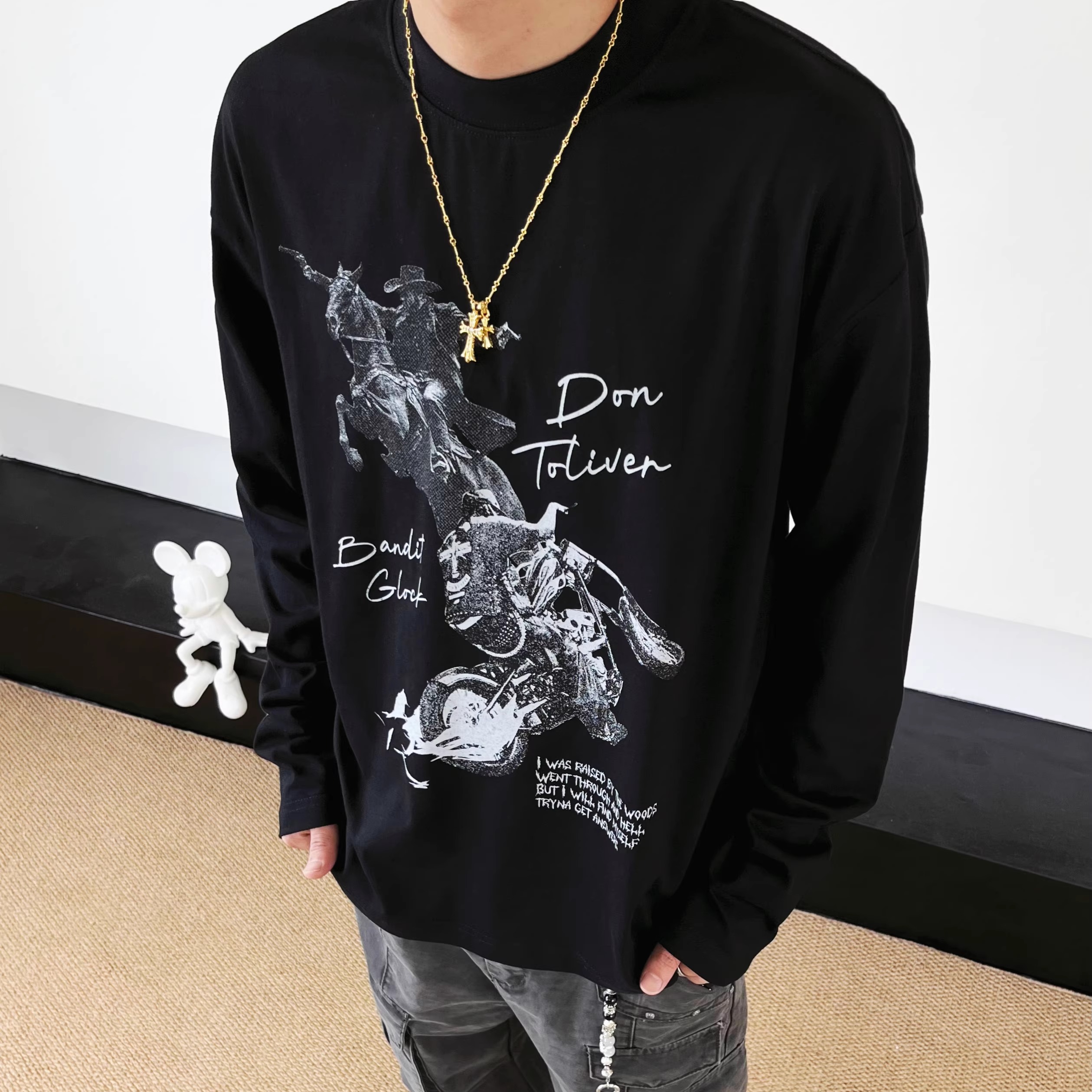 SWAG美式休闲慵懒宽松长袖T恤