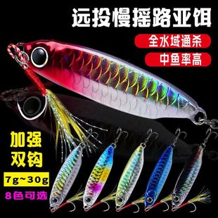 蓝飘刀铁板路亚远投假饵远投全水层飘落铁板远投路亚饵仿真鱼鳞纹