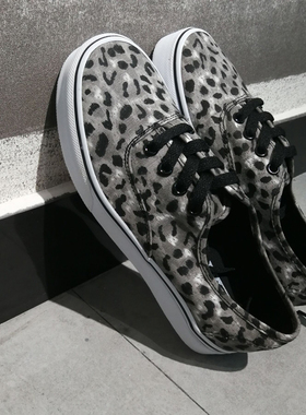 正品VANCE ORIGIN灰色豹纹经典款帆布鞋男鞋女鞋滑板鞋百搭青春款