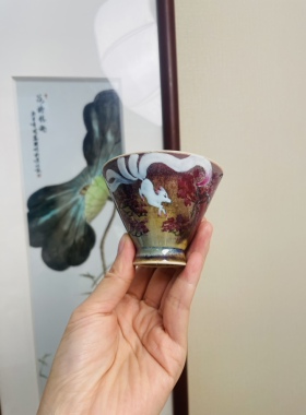 景德镇石丹老师的原创柴烧工艺手作手绘柴烧杯单杯主人杯茶具茶杯