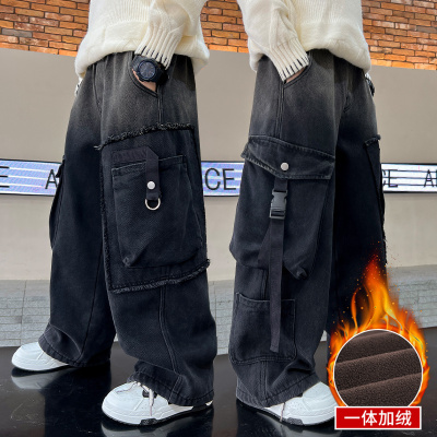 儿童裤子男童工装牛仔裤冬装