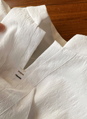 【0束缚】高雅～文艺范！复古中国风 V领短袖T恤白色棉国潮小衫男