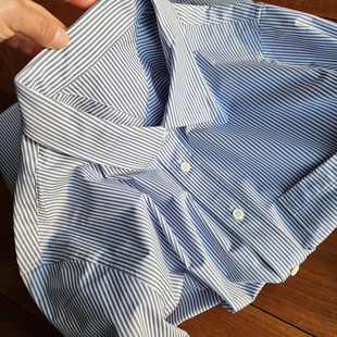 衬衫 衣橱B备 四面弹力色织提花蓝白条纹长袖 减龄 轻松get好衣品