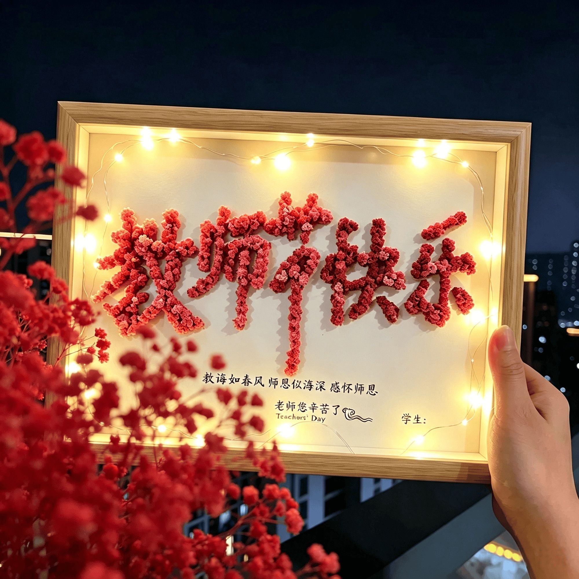 教师节礼物送老师礼物手工DIY满天星干花相框摆件桌面创意摆台图片
