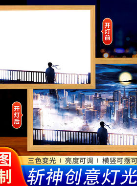 创意纪念林斩神七夜灯光画