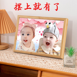 年画娃娃送子图宝宝画报摆台备孕男女龙凤胎相框求子金童玉女助孕