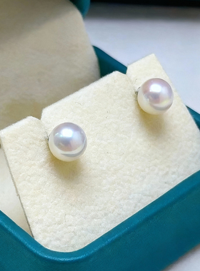 10-11mm白色经典款素珠施家贝珠耳钉ESA602