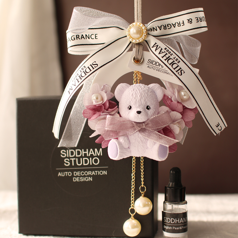 西贩车载香薰挂件小熊扩香石车挂