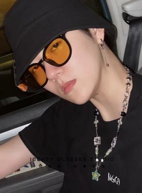 小脸橘黄色墨镜复古偏光女